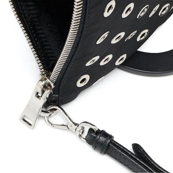 Prada Black Wristlet with Silver Eyelets - Picture 10 of 12